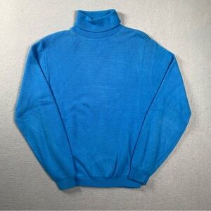 Vintage Towncraft Prep Mockneck Sweater Mens Small Blue Ribbed Turtleneck 70s
